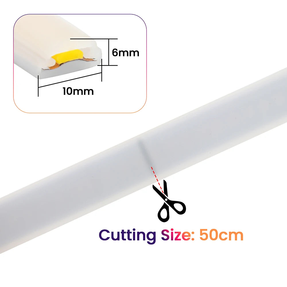 220V Dimmable COB LED Strip Light 288 LEDs/M Dimmer Switch ON/OFF Waterproof EU Plug Flexible Neon Lamp Decor 3000K 4000K 6000K