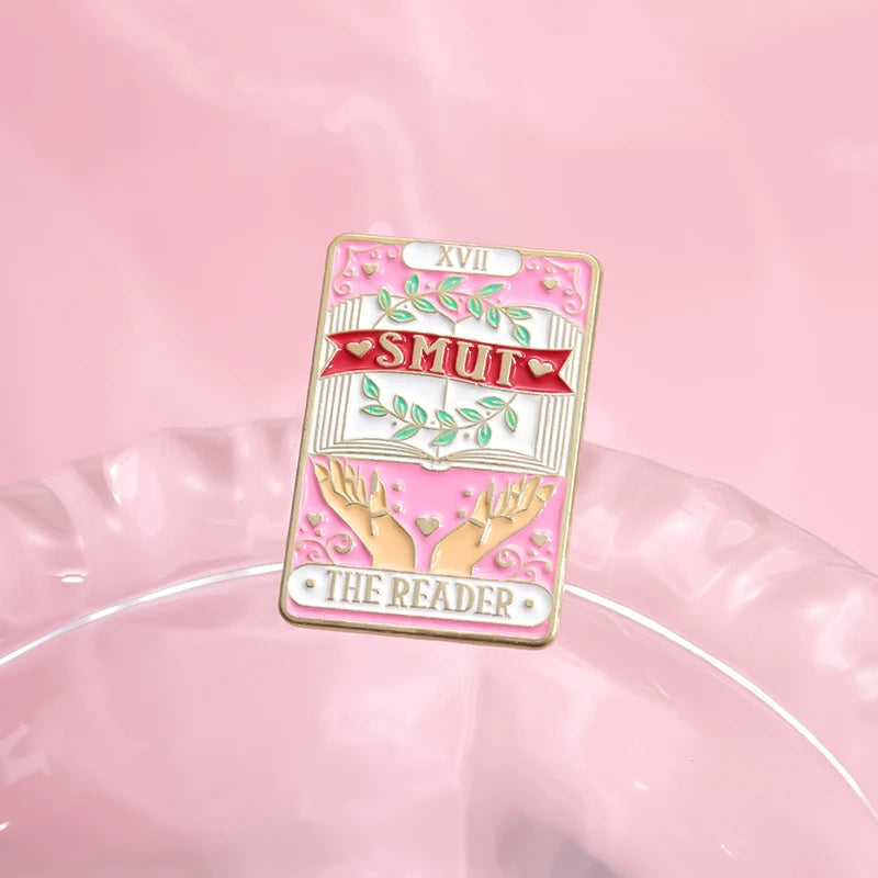 SMUT THE READER Brooch Tarot Card Enamel Pin Fashion Cartoon Lover Book Brooch Lapel Backpack Badge Jewelry Gift For Friends