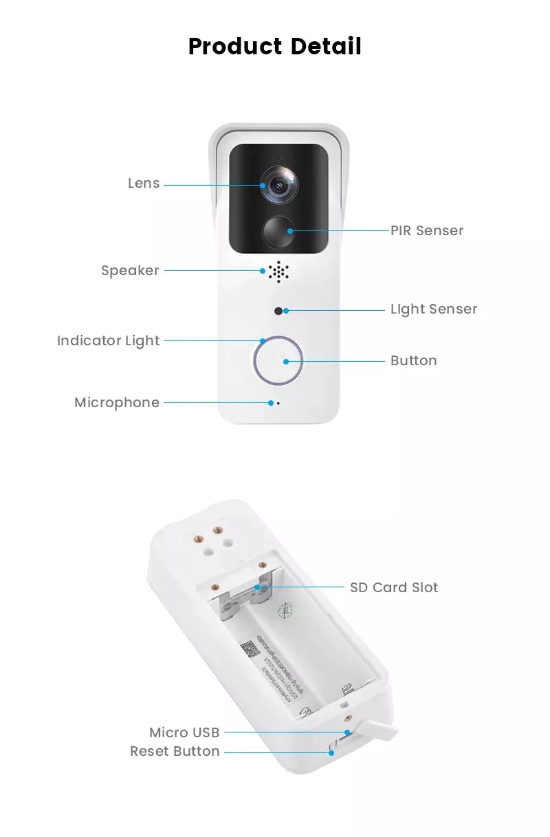1080P HD WiFi Doorbell Camera with Night Vision PIR Motion Detection 5G 2.4G Intercom Doorbell for Tuya Smart Home Ring