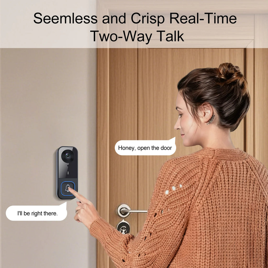 Wireless Doorbell Camera with Monitor Smart Video Doorbell 2-Way Audio Infrared Night Vision No WiFi Connection No APP Required