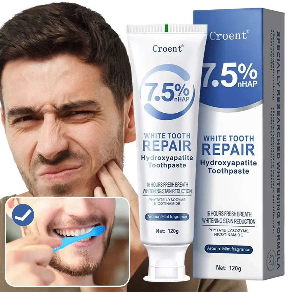 Tidesmit whitening toothpaste with hydroxyapatite for plaque removal, stain reduction, and fresh breath 120g