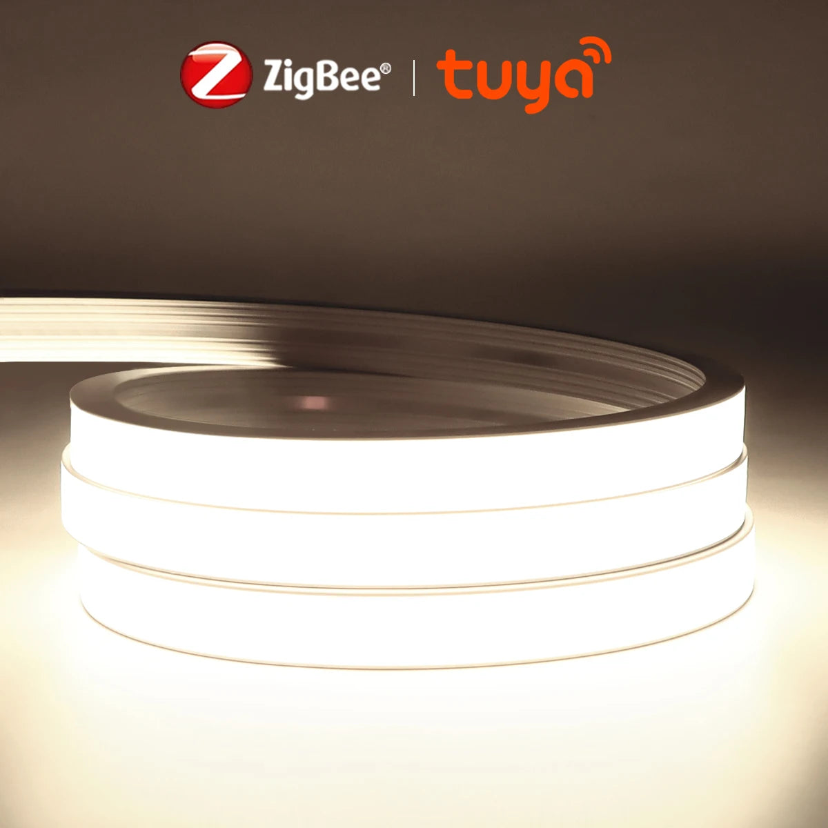 COB LED strip light with cool white glow, ZigBee tuya smart lighting
