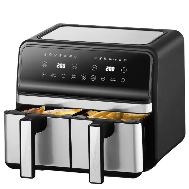 CBT Hot Sale Double Air Fryer With Dual Basket 8L 9L 10L Two Dual Zone 2 Basket Deep Air Fryer Electric Deep Fryer