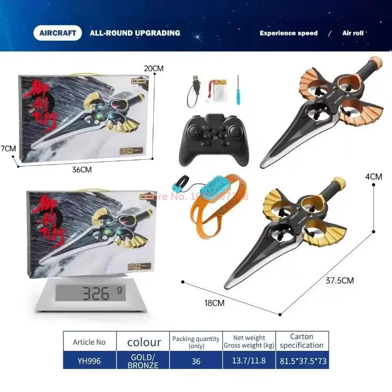 Gesture Controlled Flying Sword Drone with Remote Control Tidesmit