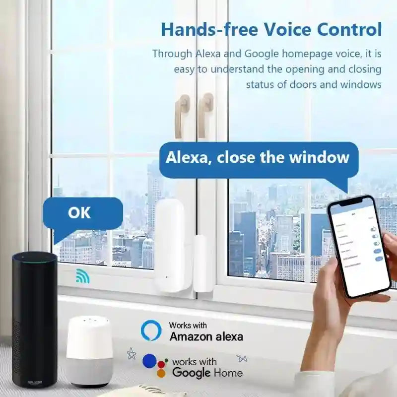 Zigbee Door Window Sensor for Smart Home Automation - White Tidesmit