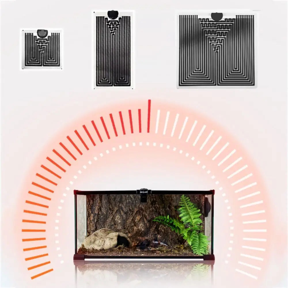 Graphene reptile heating mat with temp controller for terrariums. Adjustable warm pads for safe climbing pet habitats.