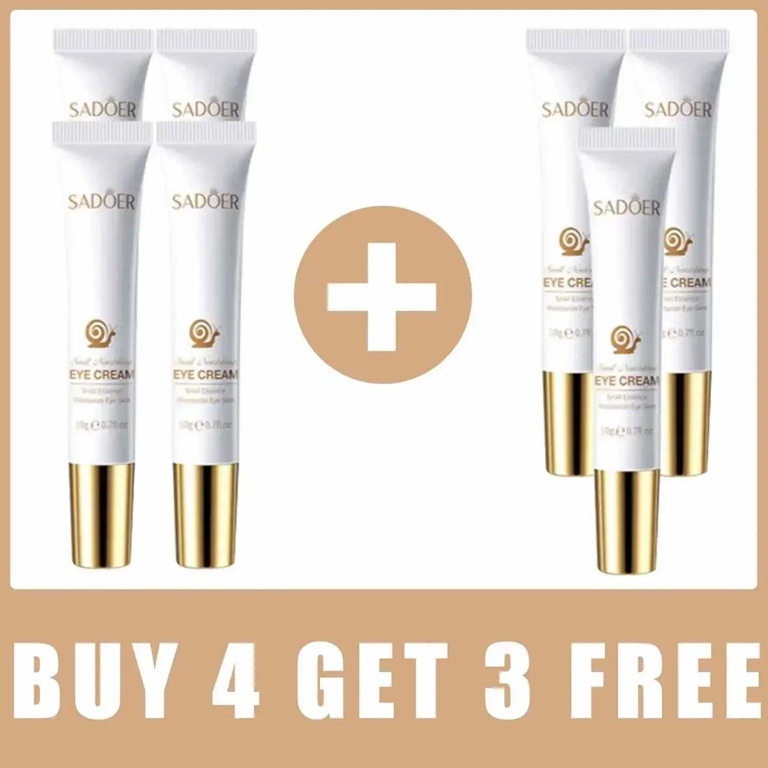 SADOER under-eye eye cream tubes, white with gold caps, set of four