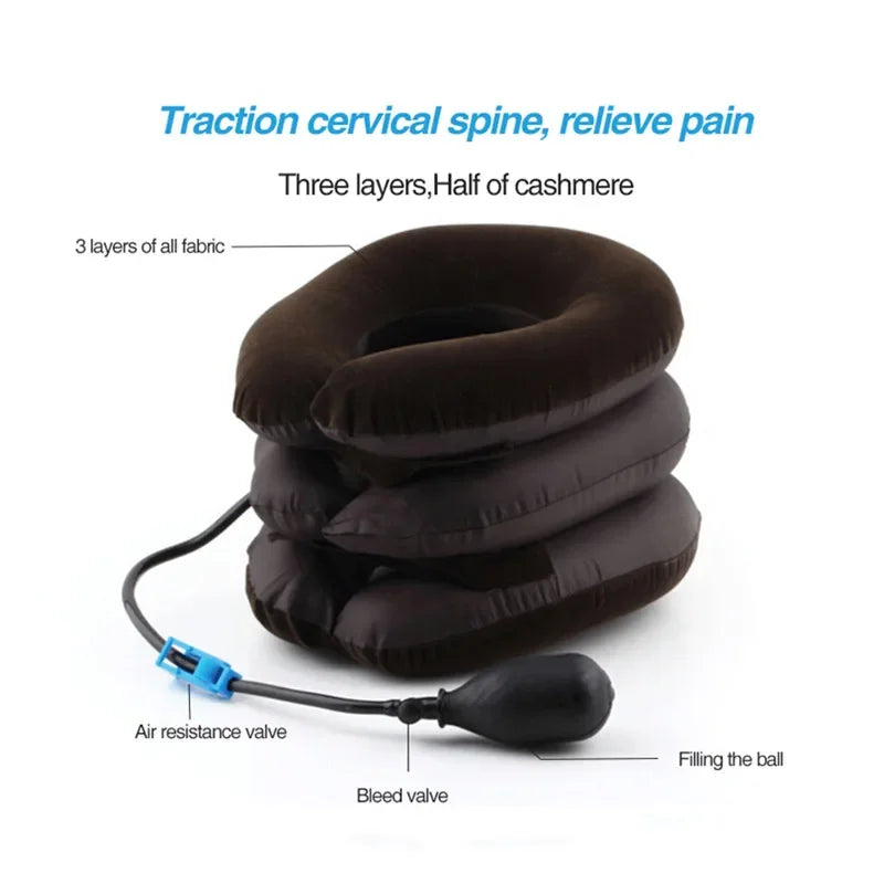 Inflatable Neck Traction Device | Adjustable Cervical Support Pillow Fascia Gun Tidesmit