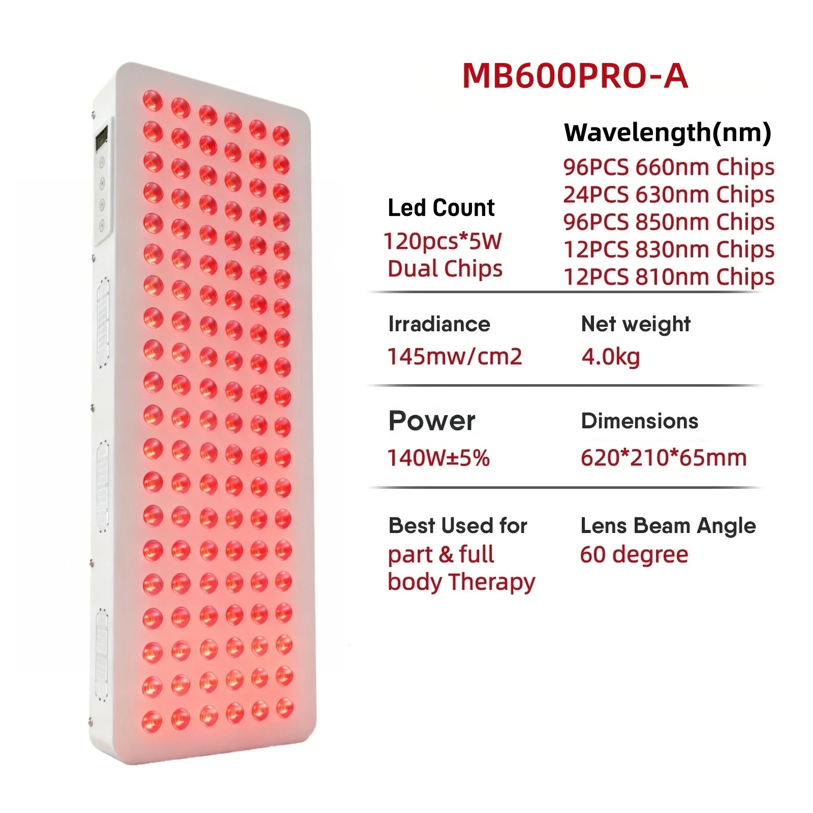 Elite Grade Red Light Therapy Panel For Face Body Dual Chip 630nm 660nm Red 810nm 830nm 850nm Near Infrared LED Beauty Devices