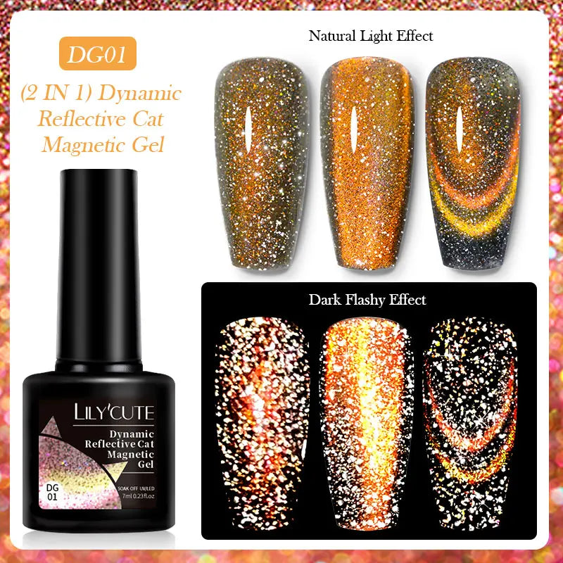 Magnetic Cat Eye Gel Nail Polish – Reflective UV Soak Off Kit Permanent Makeup Machines LC-DG01 Tidesmit