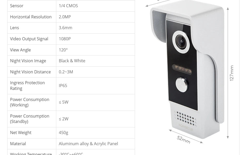 Tuya Smart APP WIFI HD 10” Video Doorphone Entry Intercom System 4 Wire IP65 1080P Doorbell Camera Recording Snapshot