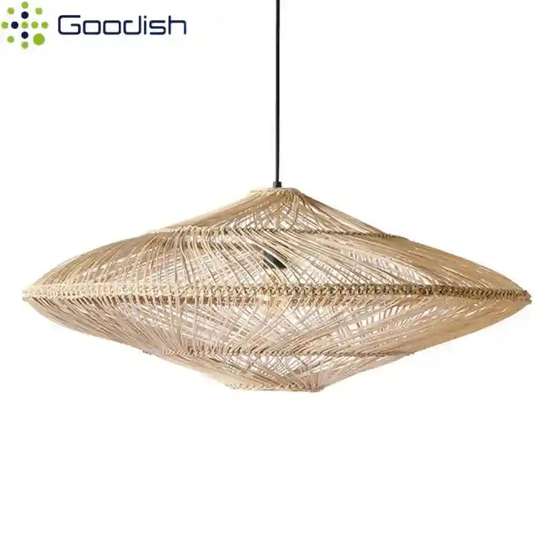 Wabi Sabi Rattan Pendant Light: Adjustable LED Bamboo Ring Light Tidesmit