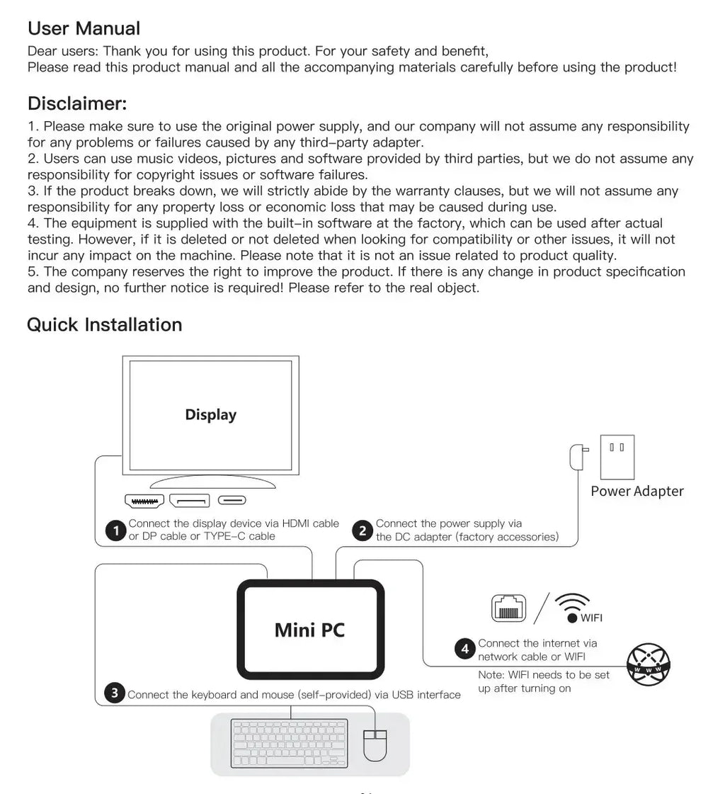 2026 intel i9 10980HK N150 Mini PC Protable Gaming 16/32GB RAM WIFI6 BT5.2 4K 1/2TB SSD 1000Mbps Mini Gamer Computer PC