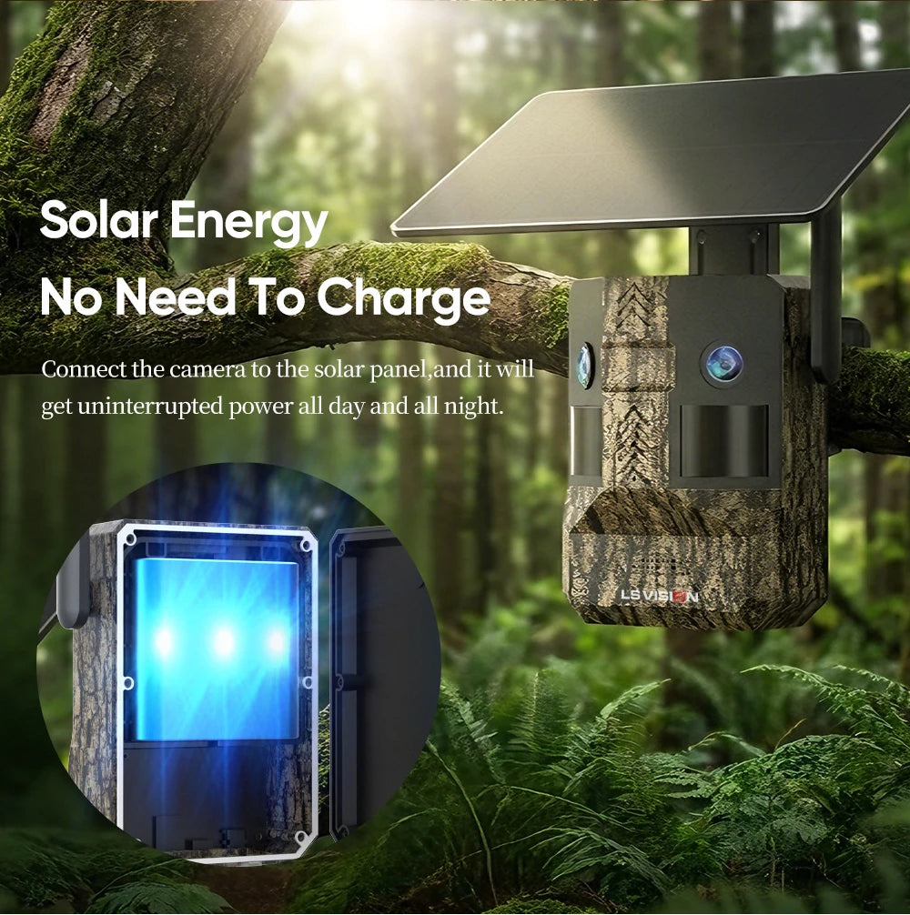 UCON 24MP 4G Solar Trail Camera Dual Screen Outdoor Cellular Trail Camera Dual PIR AI Animal Detection 0.2s Triggered Wildlife