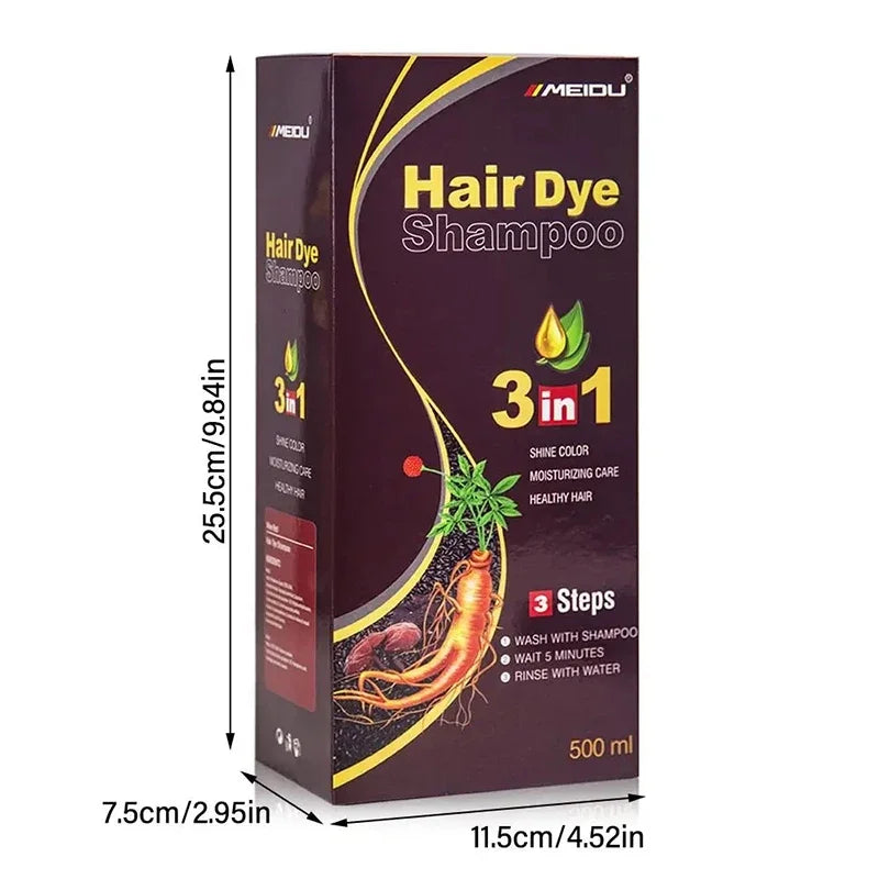 Black Hair Dye Shampoo 3 In 1 Quick Instant Coloring Shampoo Gray White Cover Natural Plant Fast Dye Long Lasting Dye Shampoo