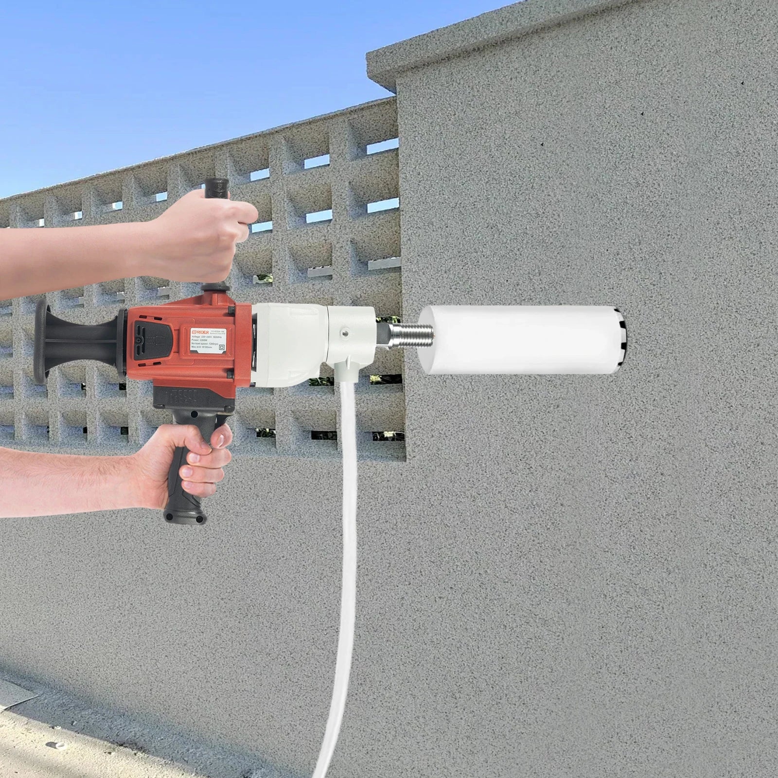 2200W Diamond Core Drill Rig Dry Wet Dual Use Handheld Vertical 2-in-1 Concrete Drilling Machine 180MM EU Plug
