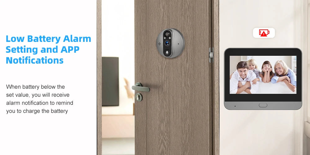3MP Wi-Fi Tuya SmartLife Battery Powered 940nm No Visible Light Infrared Audio Video Door Eye Digital Viewer PIR Doorbell Camera