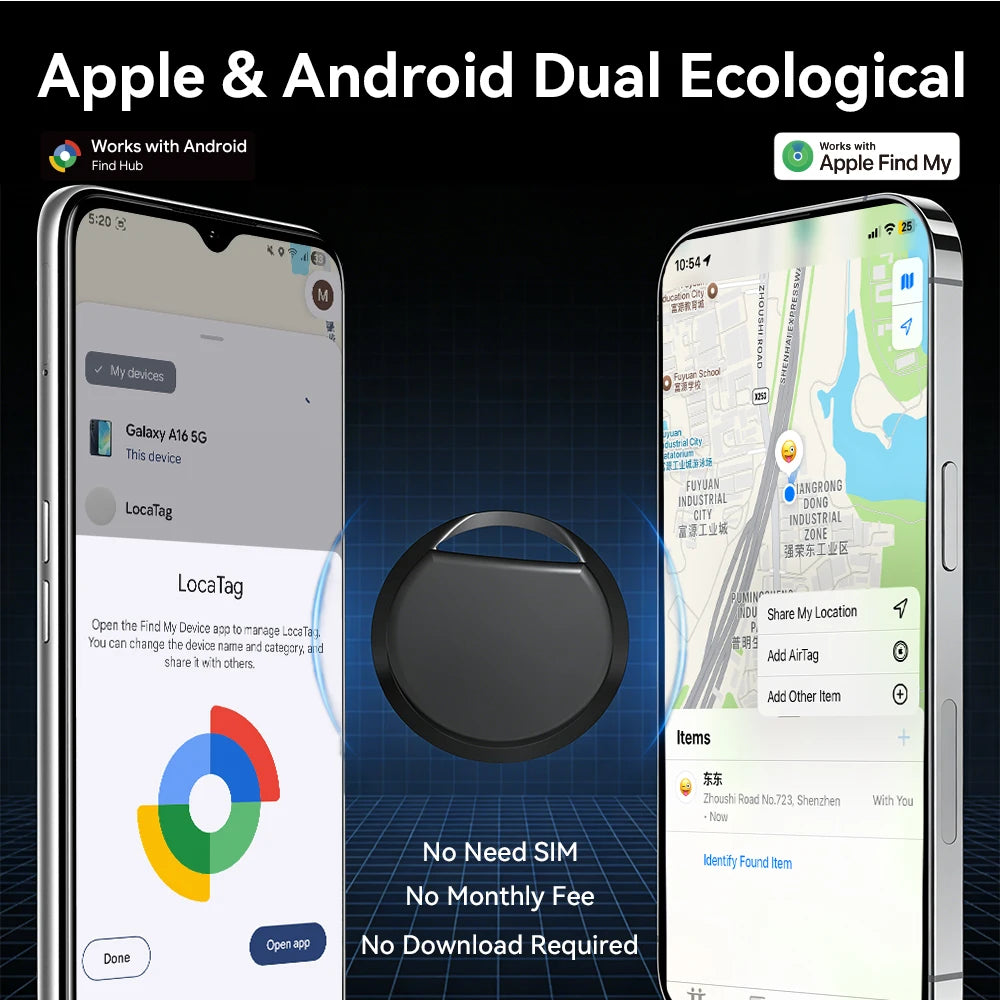 Dual System Smart Tracker for Google/Apple Find My Smart Activity Trackers+Silicone Case Android/IOS Find My Bluetooth Device
