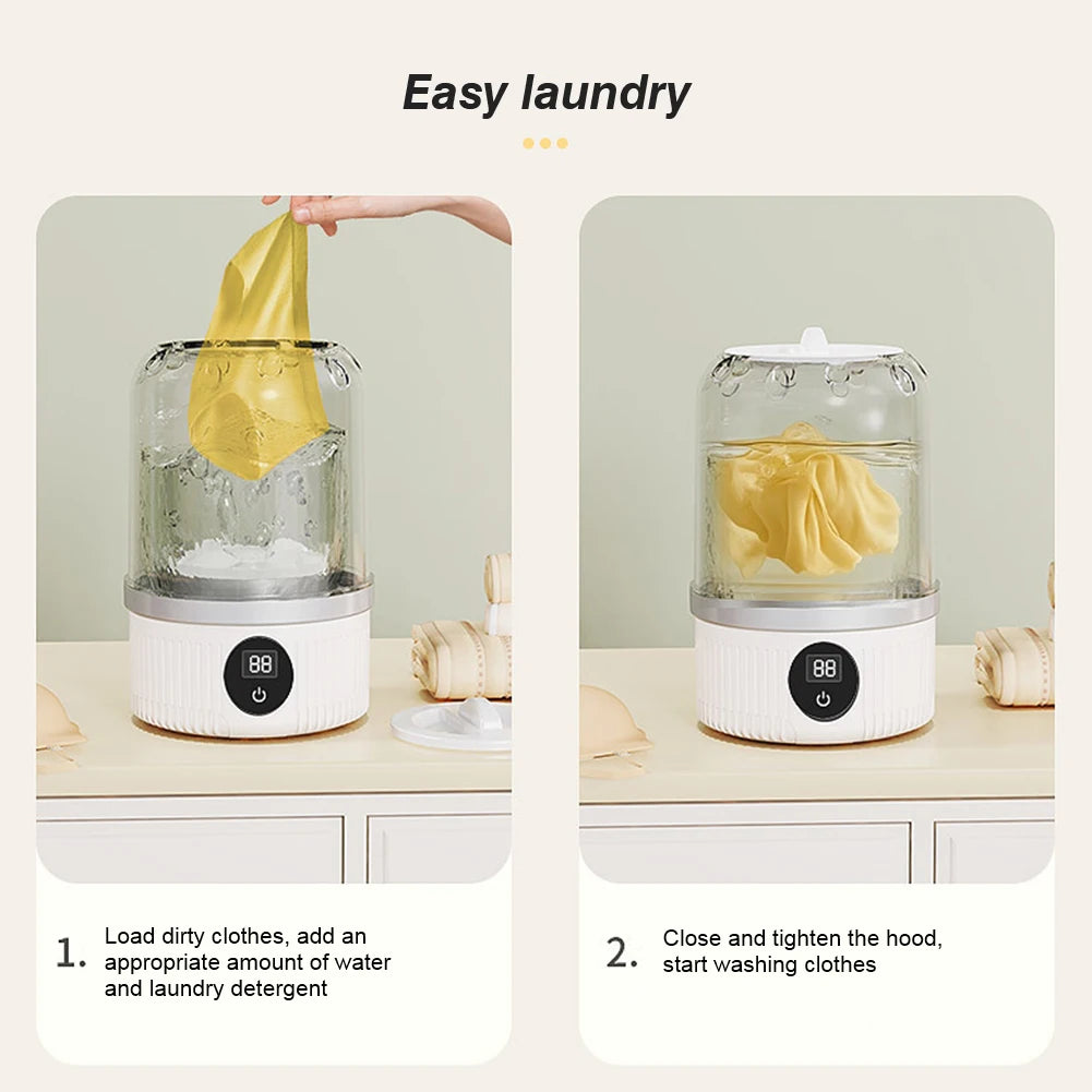 Tidesmit cordless mini washing machine featuring automatic laundry cup for baby clothes, portable rechargeable design