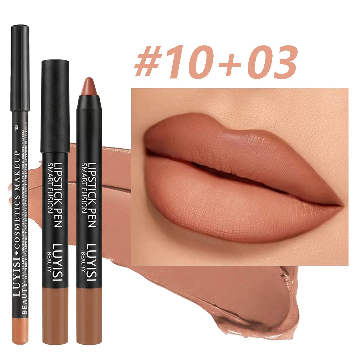 2pcs nude matte velvet lip set with waterproof lipstick pencil and long-lasting lip liner for defined, smooth lips.