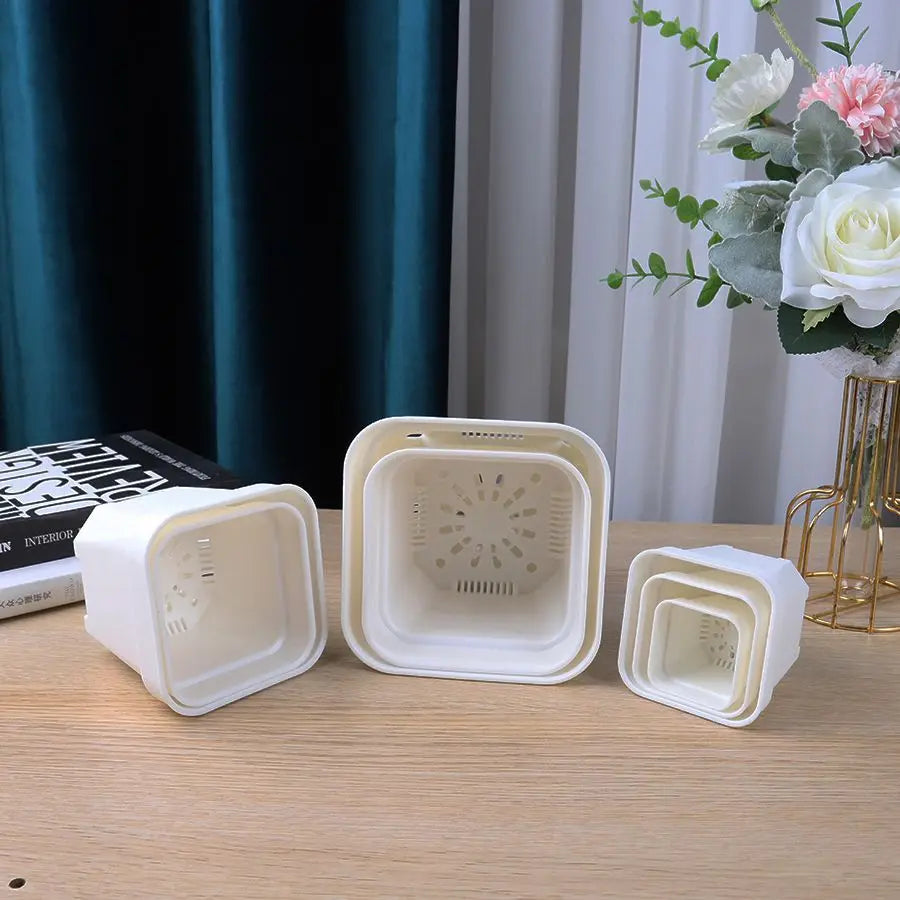 2-5PCS Quality Thicken Flower Pots ，Succulents Plant Square Flowerpots Nursery Grow Container Cactus Pot Planter Garden Supplies
