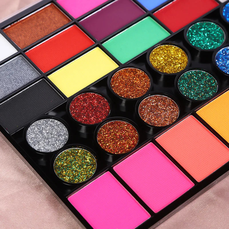 Tidesmit 42 color water soluble face body paint kit featuring neon glow pigments for festival makeup looks