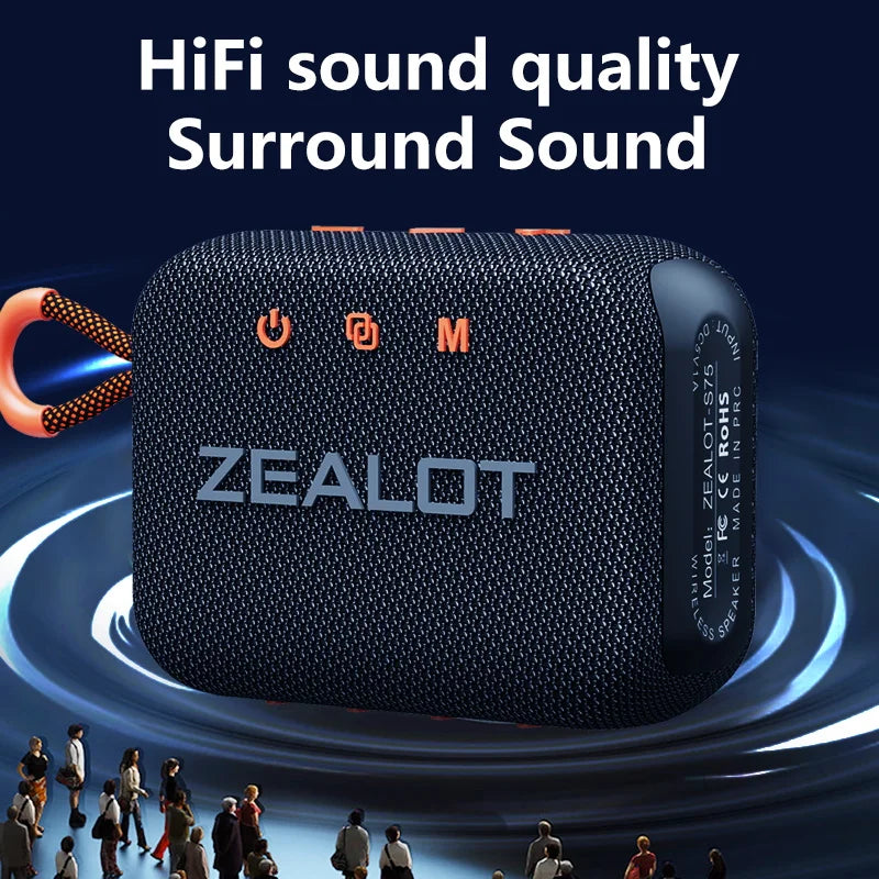 ZEALOT S75 10W Wireless Speakers, Outdoor Portable Subwoofer Speaker Waterproof IPX 6, Wireless Speaker, Dual Pairing,3000mAh.