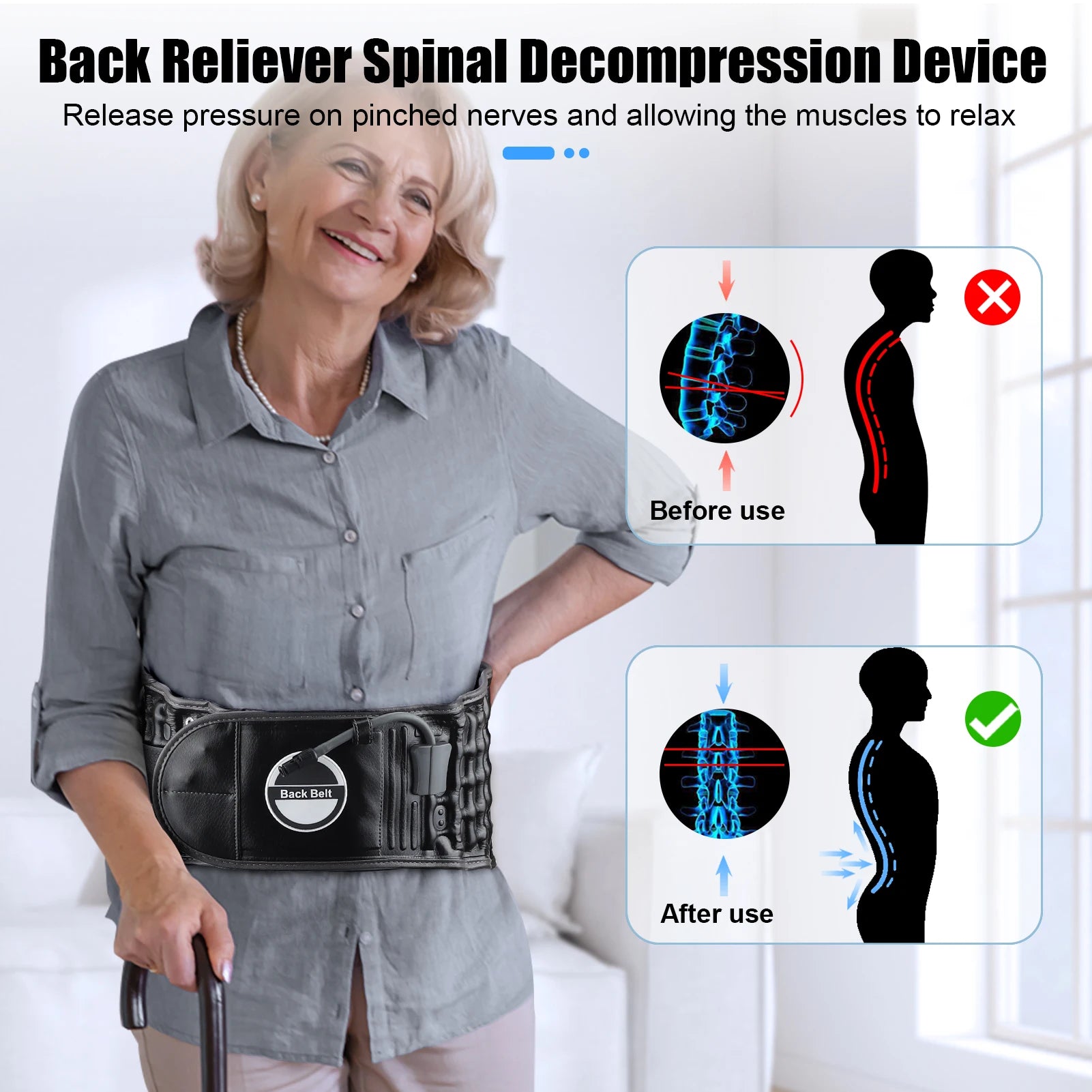 Inflatable Lumbar Decompression Belt - Targeted Back Pain Support Fascia Gun Tidesmit