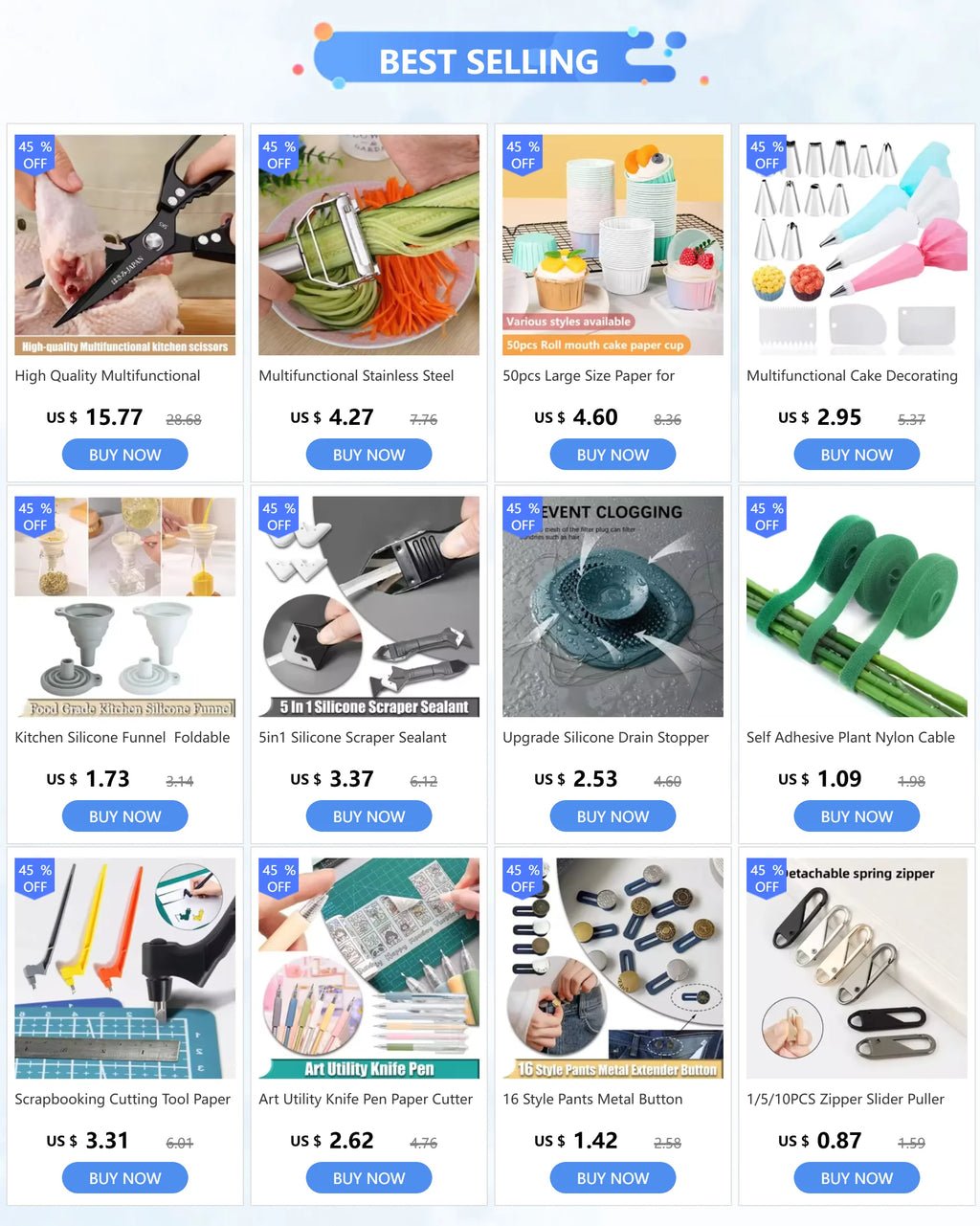 Green self-adhesive plant cable tie shown in an online shopping grid