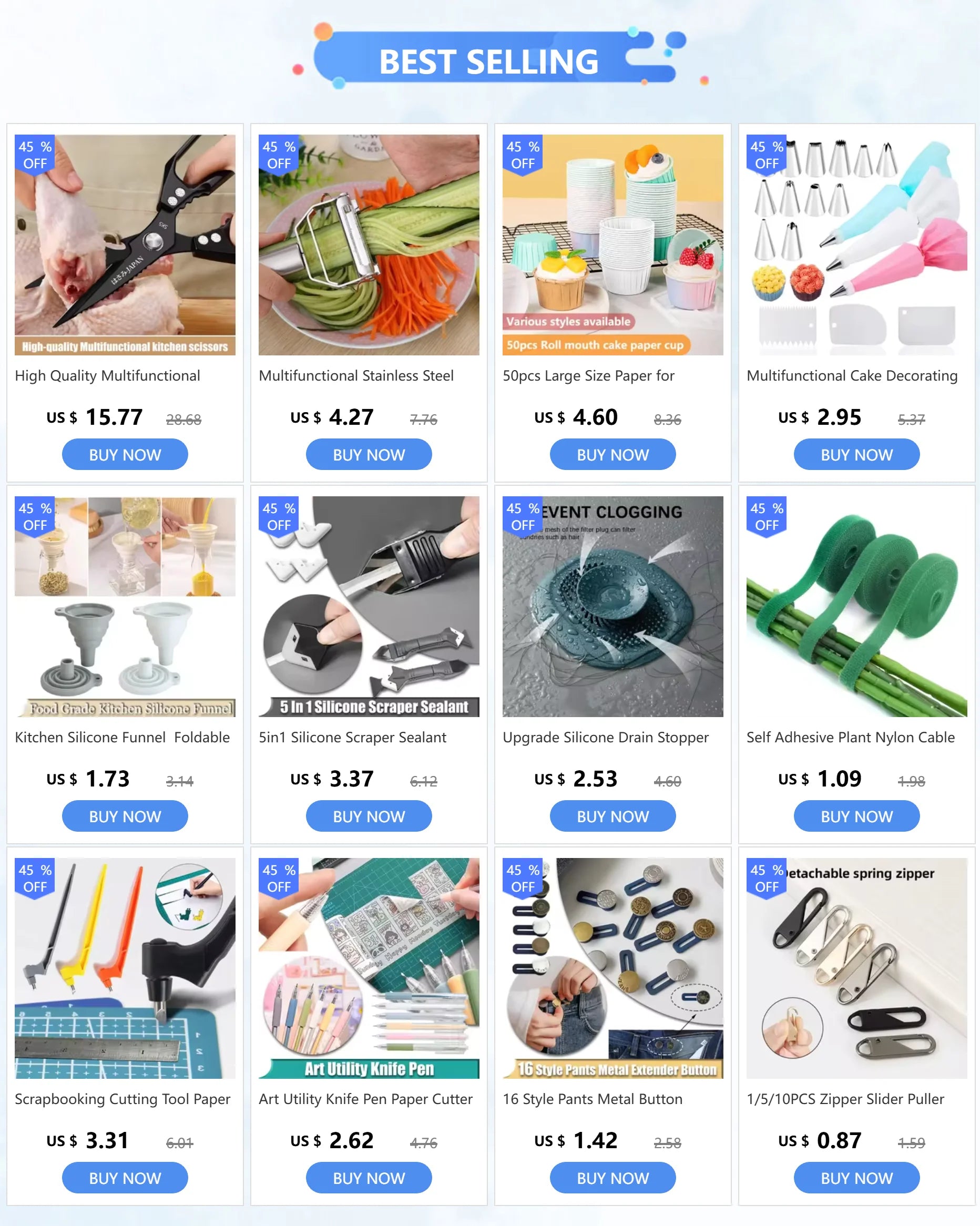 Green self-adhesive plant cable tie shown in an online shopping grid
