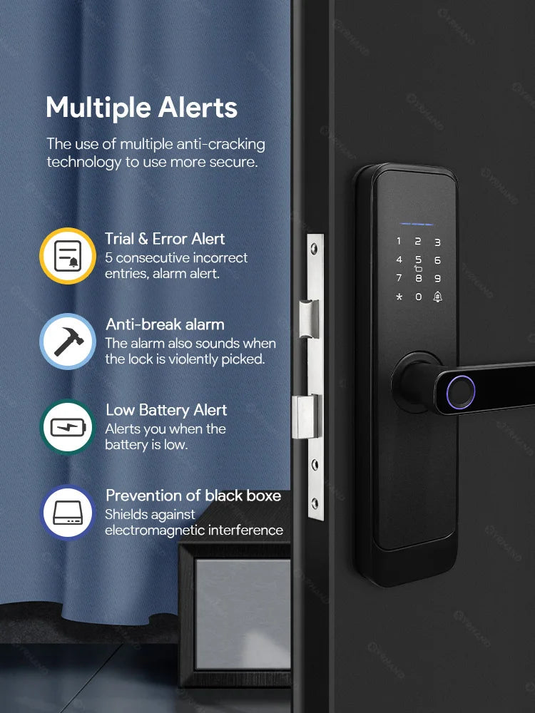 Fingerprint Lock Waterproof Wifi Remote Control Bluetooth TTLock App Card Digital Code Keyless Electronic Smart Door Lock