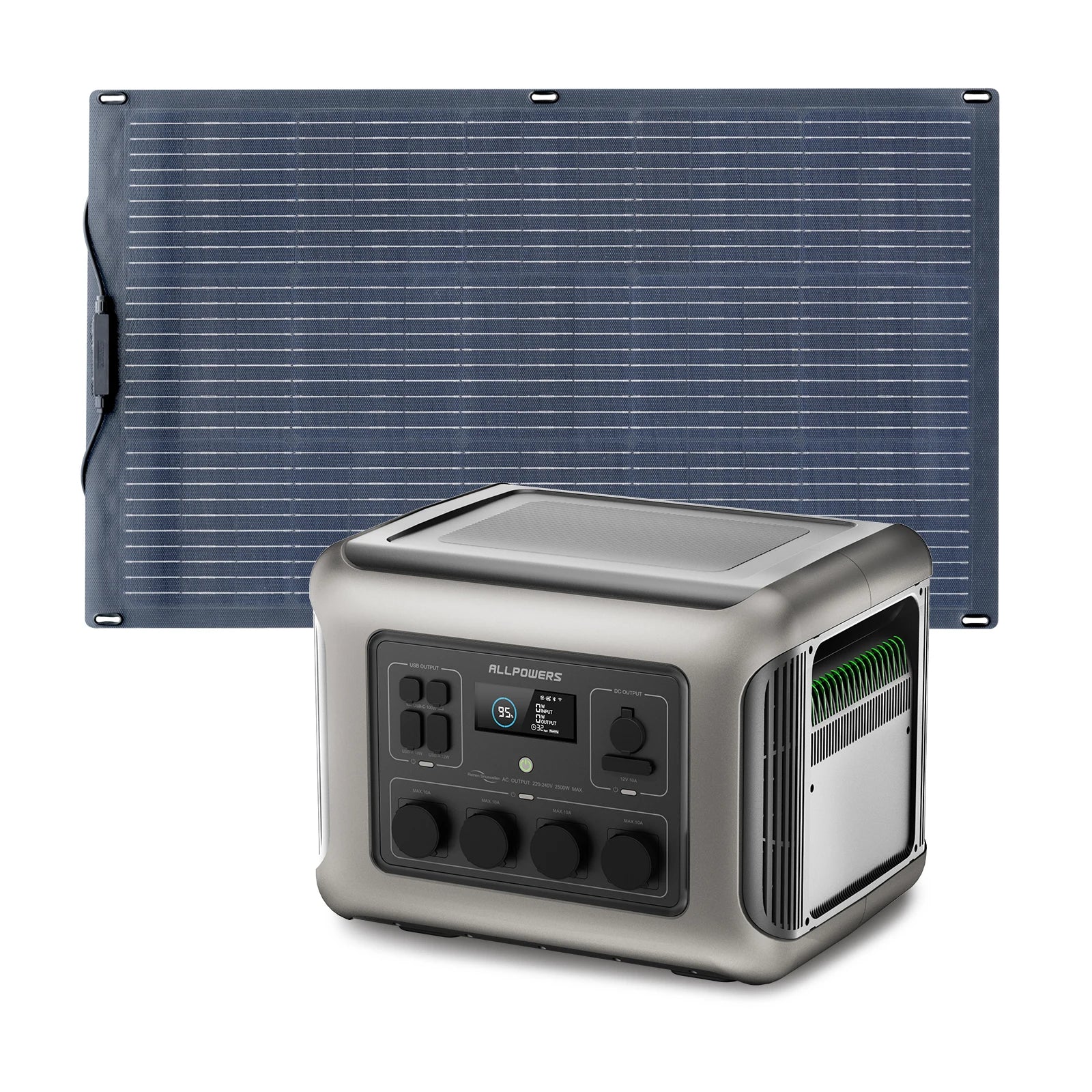 ALLPOWERS R2500 Portable Power Station 2500W (4000W Peak) 2016Wh LiFePO4 Solar Generator with Solar Panel 4 AC Outlets for Home