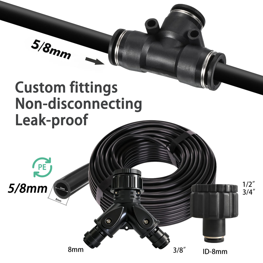 Garden 5-30M 8mm PE Hose 20cm 360° Bending Brass Nozzle Spray Kit Atomized Automatic Irrigation Equipment Plants Mist Wateriing