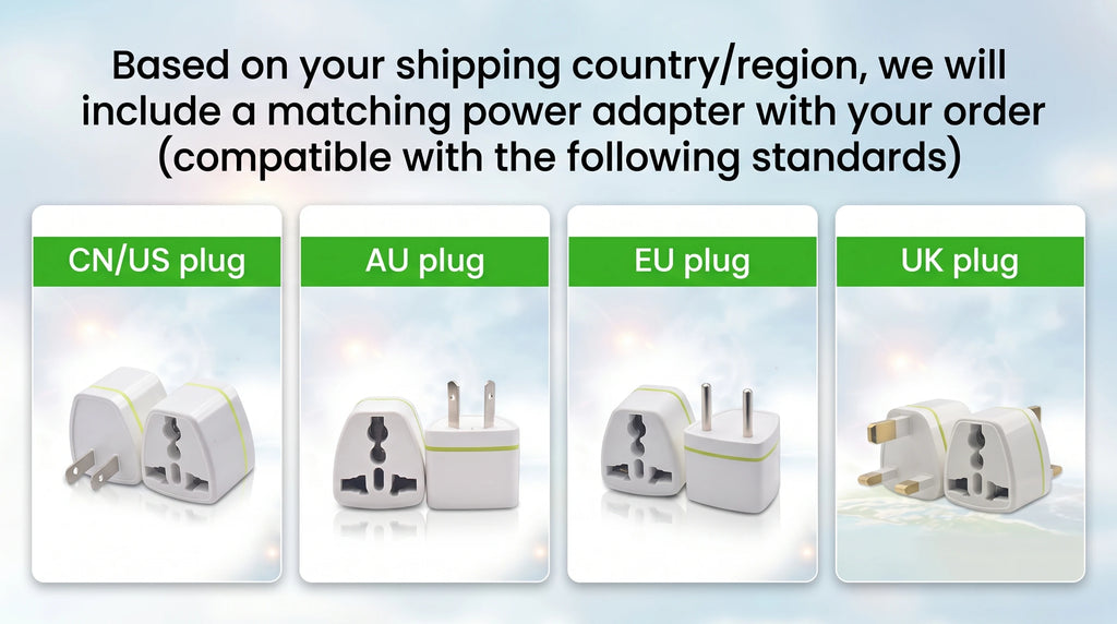 Rice cooker plug adapter set for CN/US, AU, EU, and UK matching standards