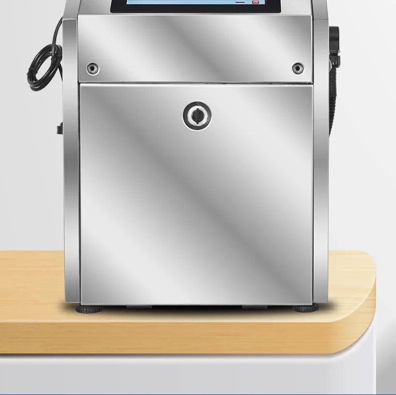 Small character inkjet printer front panel with touchscreen and round control knob