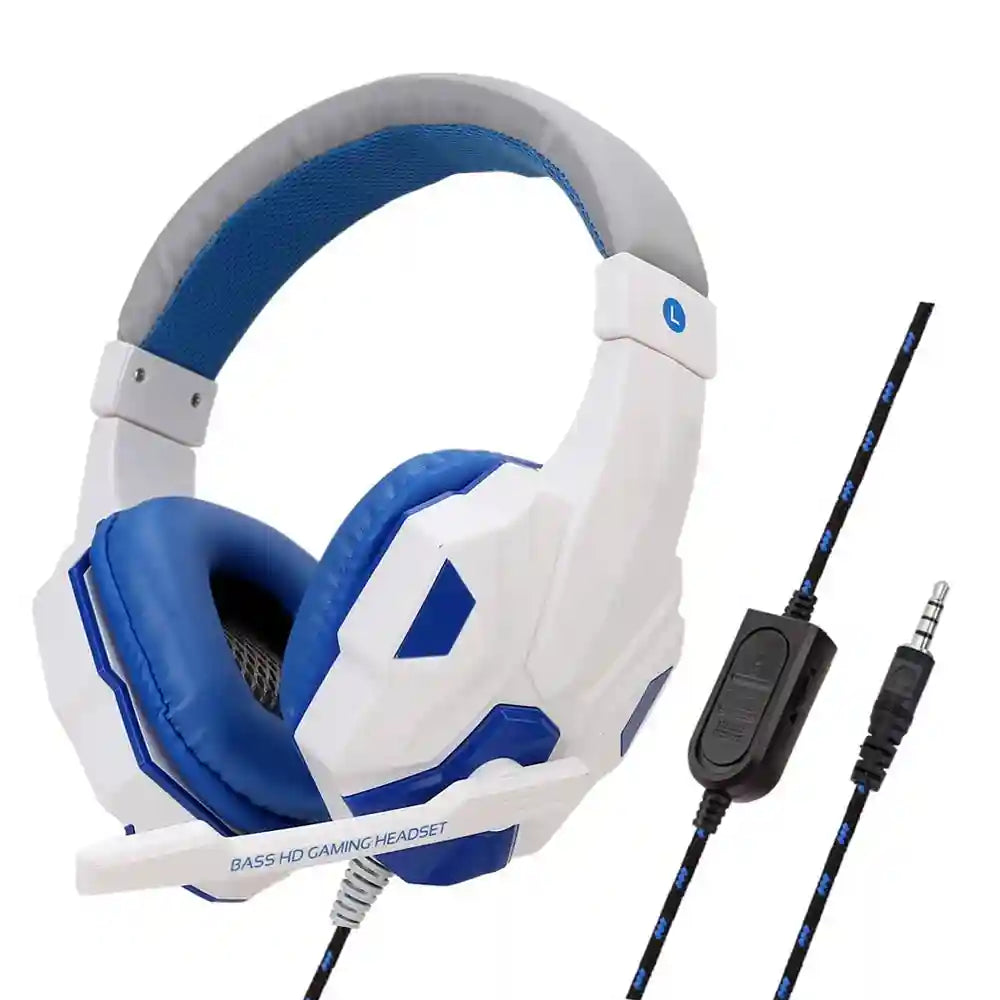 Wired Gaming Headphones with Mic – Adjustable Bass PC Over-Ear Headset WHITE Tidesmit