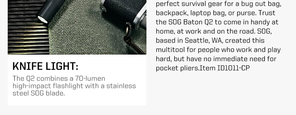 SOG BATON Q2 4 in 1 Multi-Tool Pen Small Folding Tools EDC Portable LED Flashlight Multifunctional Outdoor Survival Multitools