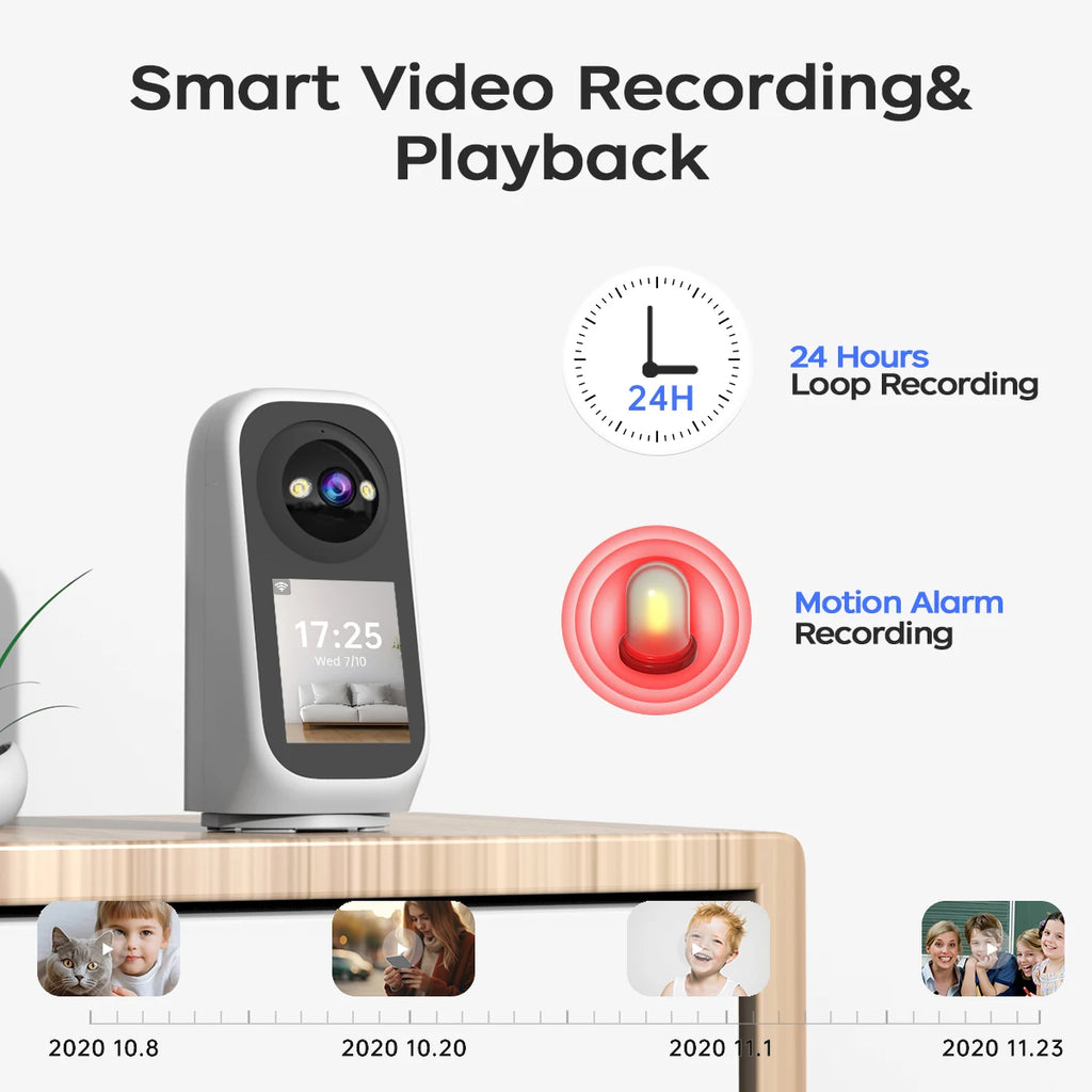 JOOAN 3MP PTZ 5G Wifi Camera HD 2.8” Touch Screen Baby Monitor Color Night Two Way Audio Wireless Smart Home Security Camera