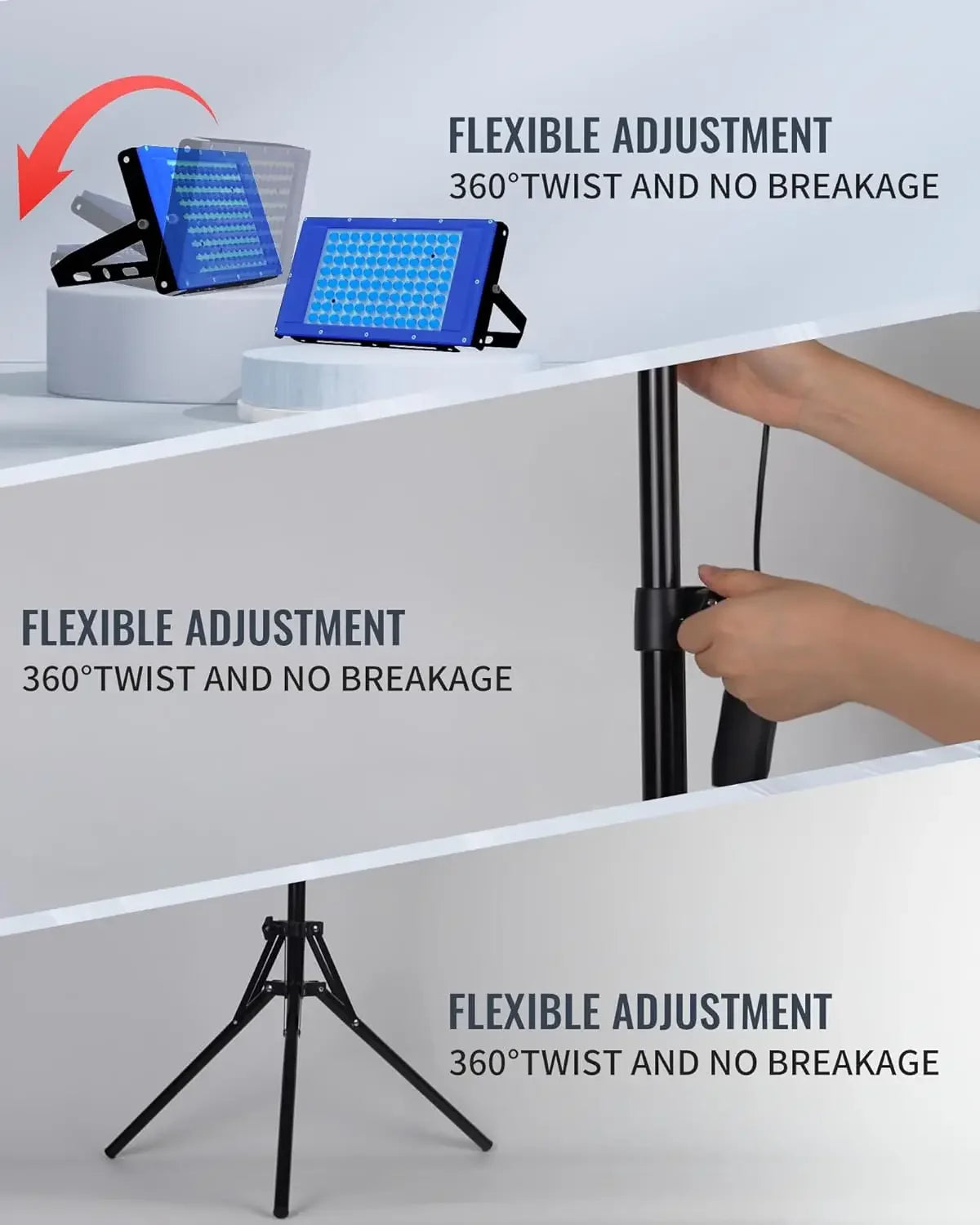 50W blue light tanning lamp on a tripod stand with 360-degree flexible adjustment for home body skincare.