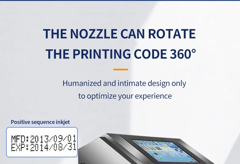 Inkjet nozzle rotation design for 360° code printing with nozzle head