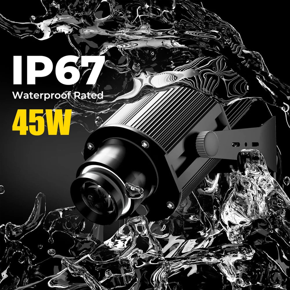 IP67 waterproof LED rotating spotlight projector, black body with 45W power rating