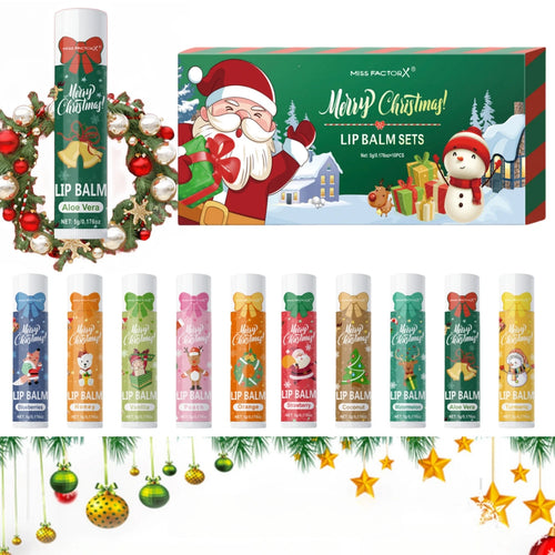 Hydrating Lip Balm Gift Set - 10 Piece Nourishing Christmas Care Kit Lip Care Tidesmit