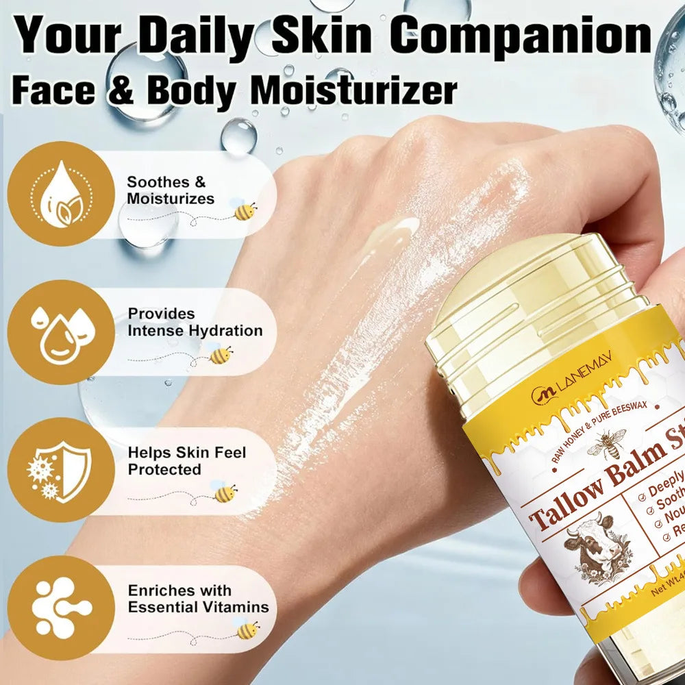 Multipurpose Tallow Balm Stick with Grass-Fed Beef Tallow & Raw Honey | Deeply Hydrates, Soothes & Nourishes Dry Skin 40g