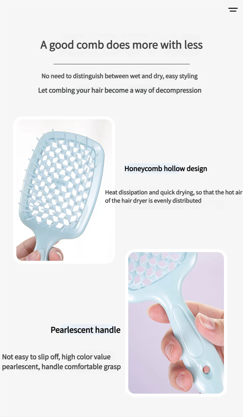 Detangling Hair Brush - Ergonomic Massage Comb for Wet Curly Hair Massage Chairs Tidesmit