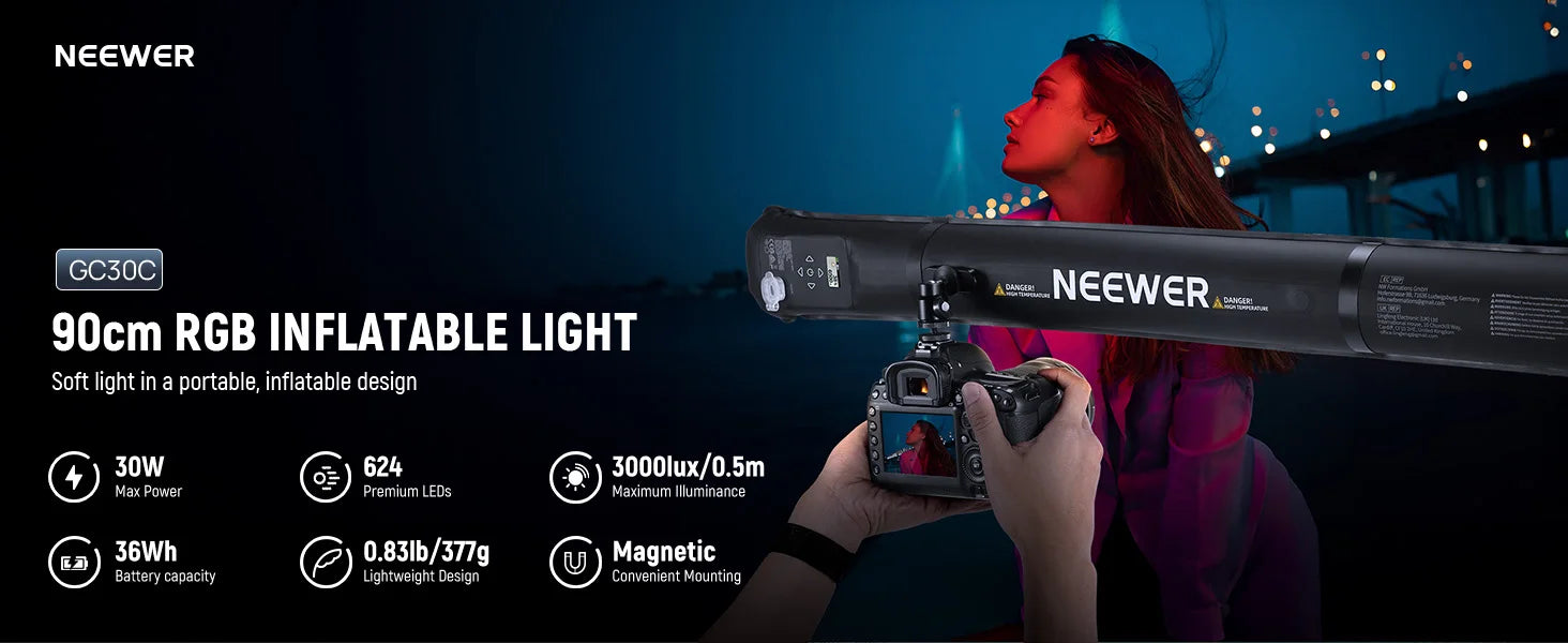RGB LED Video Light Wand - 35.5 Inch Portable Handheld Tube Tidesmit