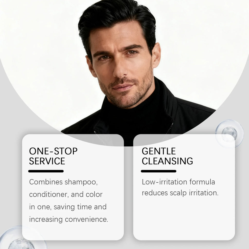 East Moon 5in1 Man Hair Dye Shampoo Repairing Gray White Non Irritating Keep Nourish Root Holiday Gift Black Hair Dyeing Shampoo