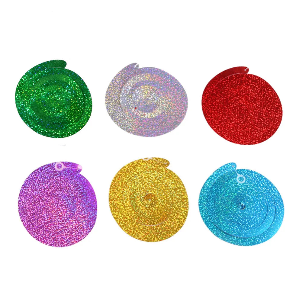 6-piece set of colorful laser hanging swirls for vibrant pet birthday parties and festive home celebrations.