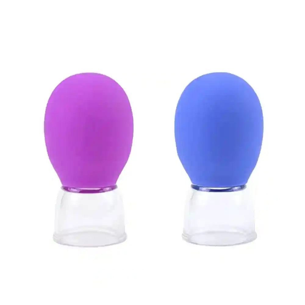 Facial Cupping Set for Eye Lifting - Silicone Vacuum Massage Tool Eye Massage Instrument Rose 1 blue 1 Tidesmit