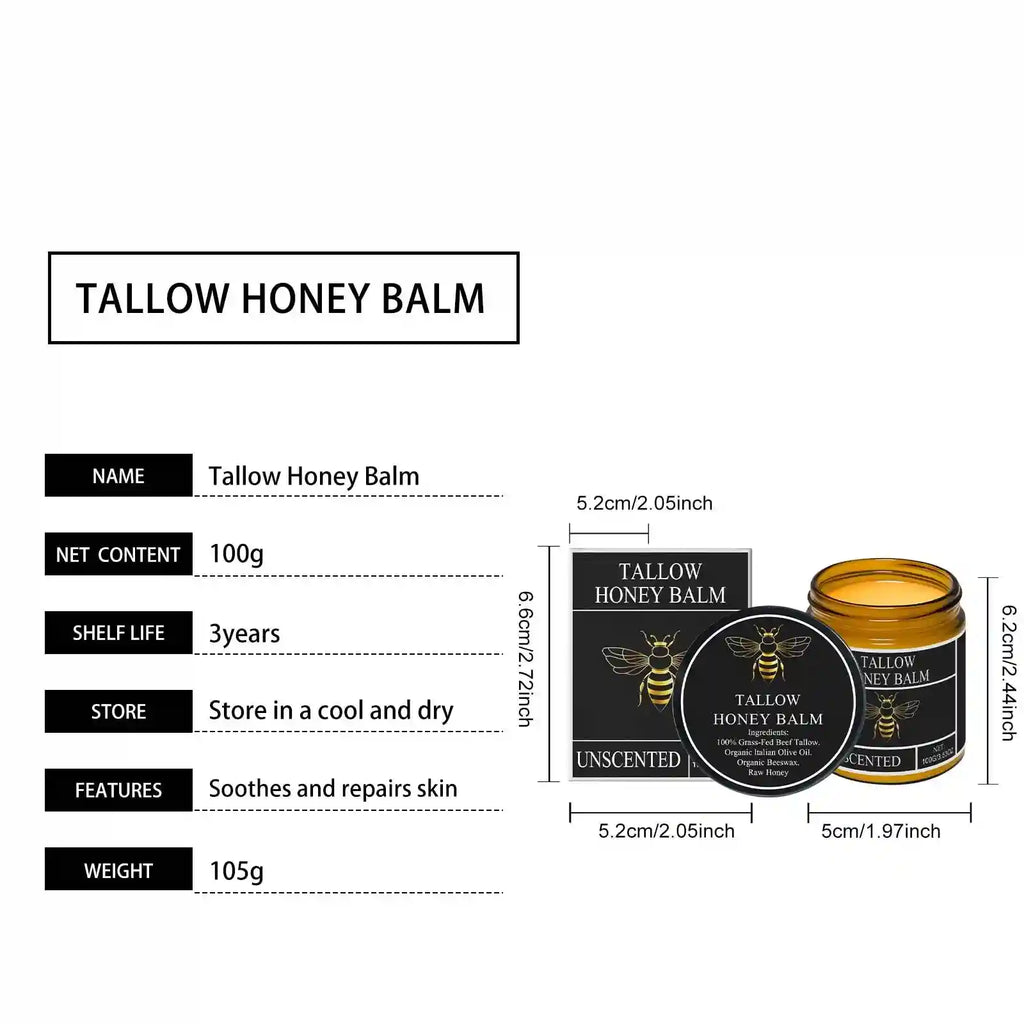 Beef Tallow and Honey Lip Treatment - 100g Moisturizing Balm Lip Care Tidesmit