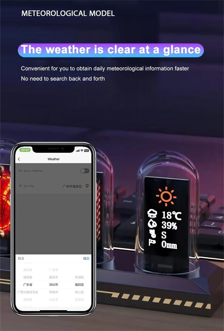 RGB Nixie Tube IPS Clock: Retro Digital Desktop Decor with Custom Display Tidesmit